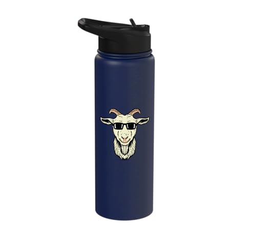 Goat Face Sunglasses Cool Farm Animal Men Boys Kids Women Stainless Steel Insulated Water Bottle - color: Navy Blue
