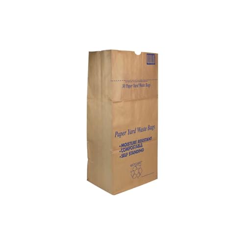 30 Gallon Lawn & Leaf 2-Ply Heavy-Duty Yard Waste Compost Refuse Paper Bags with Necessia Gardening Gloves, Eco-Friendly, Tear Resistant, Self Standing, Biodegredable, Made in USA, 30 Count