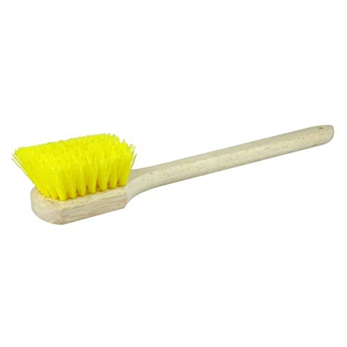 Weiler 44016 20" Utility Scrub Brush, Yellow Polypropylene, Long Handle, Wood Block - size: 20", style: Yellow Polypropylene