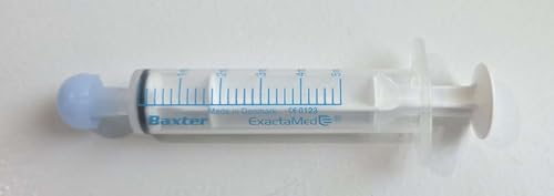 BAXA ExactaMed Oral Liquid Medication Syringe 5cc/5mL 10/PK Clear Medicine Dose Dispenser With Cap Exacta-Med BAXTER Comar Latex Free
