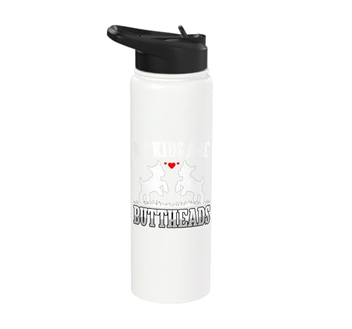 My Kids Are Buttheads Funny Goat Lover Goat Mom Farmer Stainless Steel Insulated Water Bottle - color: White