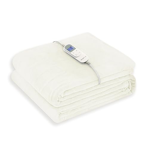 Wapaneus Heated Blanket Electric Full Size 72"x84" with 10 Heating Levels 12 Timer Settings and 8 Hours Auto-Shut Off,Flannel Fast-Heating Electric Blanket,ETL Listed Machine Washable,Ivory - color: Ivory, size: 72*84in