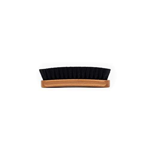 Cobbler's Choice Horsehair Shoe Brush - Premium Shoe Shine & Polish Brush | Horsehair Brush for Shoes & Boots - Buffs, Shines & Cleans Leather with a Concave Beech Wood Handle for a Comfortable Grip - color: Tan