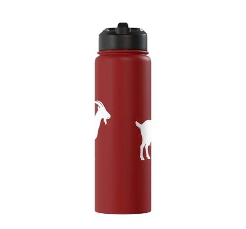 White Goat Silhouette Farm Animal For Kids Playful Barnyard Stainless Steel Insulated Water Bottle - color: Red