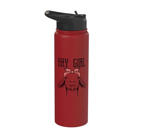 Hay Girl Goat Funny Farm Animal Girls Kids Toddler Women Stainless Steel Insulated Water Bottle - color: Red