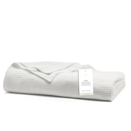 BOLL & BRANCH Dream Bed Blanket, Full/Queen, White | Luxury 100% Organic Cotton - Soft, Lightweight and Breathable - Cloud-Like Touch - color: White, size: Full/Queen