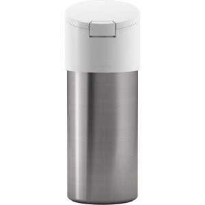 Kohler Disinfecting Dispenser (Wipes not Included), Stainless Steel Canister with Easy One Touch Lid, 4 x 4 x 10.75, White