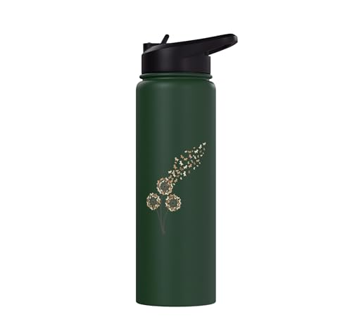 Goat Dandelion Kids Funny Farm Animal Goat Seeds Play Stainless Steel Insulated Water Bottle - color: Dark Green