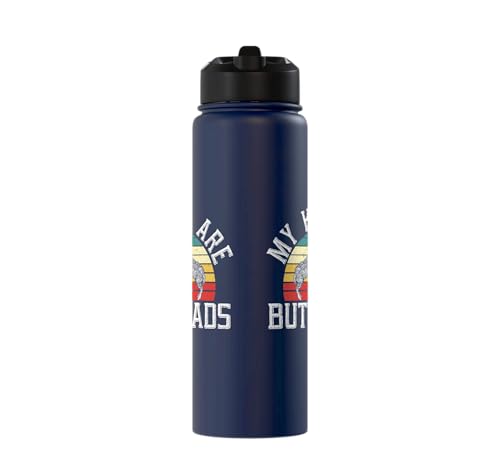 My Kids Are Buttheads Goat Whisperer Farm Animal Stainless Steel Insulated Water Bottle - color: Navy Blue