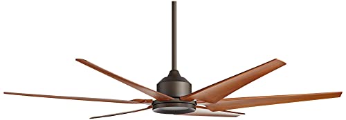 Casa Vieja 72" Power Hawk Modern Industrial Indoor Outdoor Ceiling Fan with Remote Control Oil Rubbed Bronze Painted Wood Damp Rated for Patio Exterior House Home Porch Gazebo Garage Barn