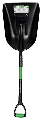Hooyman Scoop Shovel with Lightweight Aluminum Head Construction, Ergonomic No-Slip H-Grip, D Handle, and Fiberglass Core for Moving Feed, Gardening, Land Management, Yardwork, Farming, and Outdoors - style: Scoop Shovel