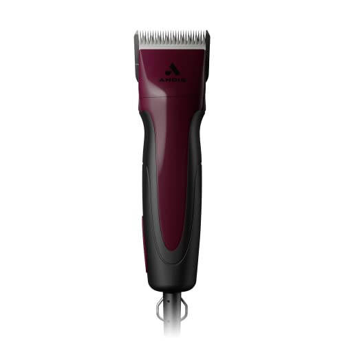 Andis 68530 Excel 5-Speed Detachable Blade Clipper Kit, Burgundy | 5-speed rotary motor with new blade drive technology, soft-grip anti-slip dog grooming clipper - color: Burgundy