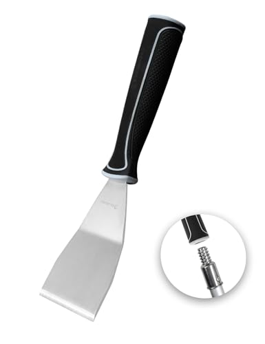 ROLLINGDOG 3 Inch Bent Pole Scraper | Stainless Steel Bent Blade, Anti-Slip Rubber Handle, Heavy Duty Paint Remover Scraper Tool - color: 1pc Paint Scraper