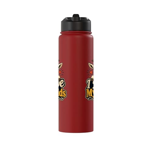 Goat Lover Farm Kids Animal Heart Cute Stainless Steel Insulated Water Bottle - color: Red