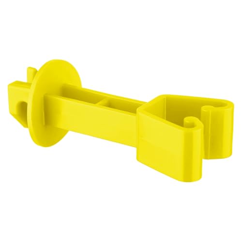 25-Pack Electric Fence Chain Link Extended Insulators, Yellow | Secure Offset Design · Fits Chain Link Fences & U Posts · For Wire, Polywire, Poly rope & Tape - color: Yellow