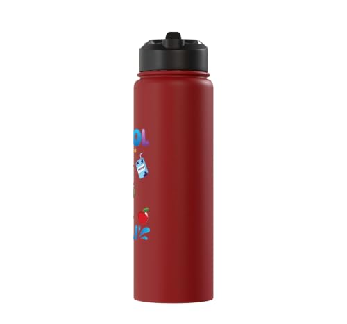 Cute Goat Student Back To School Is Cool for Boys Girls Kids Stainless Steel Insulated Water Bottle - color: Red