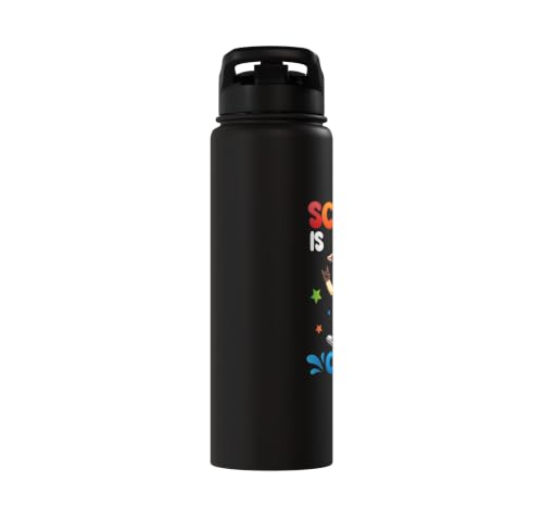 Cute Goat Student Back To School Is Cool for Boys Girls Kids Stainless Steel Insulated Water Bottle - color: Black
