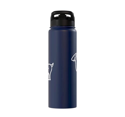 Goat Pocket Cute Farm Animal Boys Girls Kids Youth Women Men Stainless Steel Insulated Water Bottle - color: Navy Blue