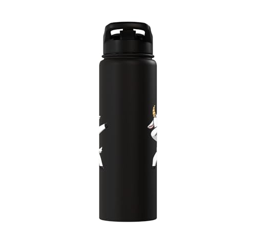 Dabbing Goat Kids Halloween Costume Cute Farm Animal Dab Stainless Steel Insulated Water Bottle - color: Black