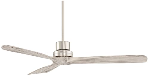 52" Delta Brushed Nickel Gray 3 Blade Indoor Ceiling Fan w/ 36" Rod | Wing DC Modern Style Remote Silver Wood Damp Rated for Patio Exterior House Home Porch Gazebo Garage Barn Downrod - size: Includes 36" Rod