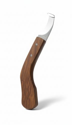 Farrier Tool - Japanese Stainless steel Double Edge Sharp Hoof Knife - Smooth Wooden Handle made of Premium Materials for Right Hand