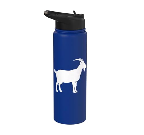 White Goat Silhouette Farm Animal For Kids Playful Barnyard Stainless Steel Insulated Water Bottle - color: Royal Blue