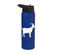 White Goat Silhouette Farm Animal For Kids Playful Barnyard Stainless Steel Insulated Water Bottle - color: Royal Blue