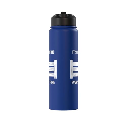 It's Fine I'm Fine Everything's Fine Goat Farm Mom Funny Kid Stainless Steel Insulated Water Bottle - color: Royal Blue