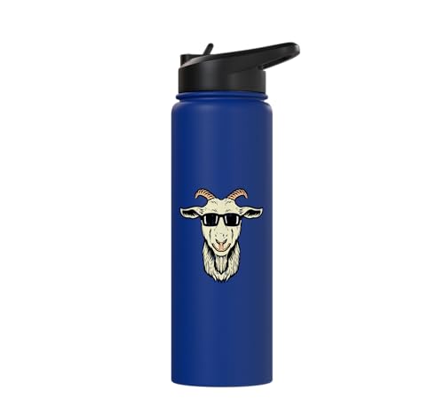 Goat Face Sunglasses Cool Farm Animal Men Boys Kids Women Stainless Steel Insulated Water Bottle - color: Royal Blue