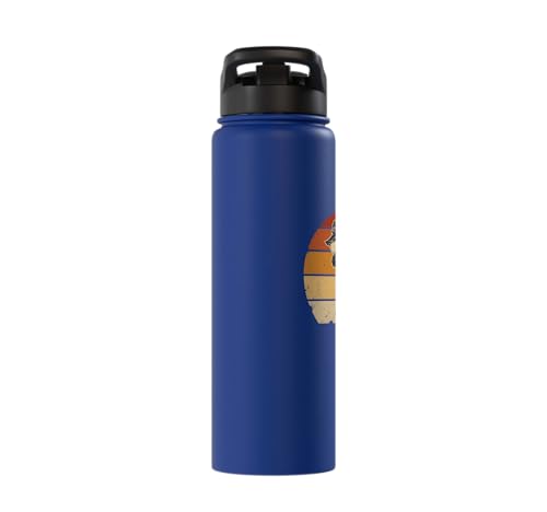 Dabbing Goat Funny Farm Animal Kids Retro Sunset Cool Stainless Steel Insulated Water Bottle - color: Royal Blue