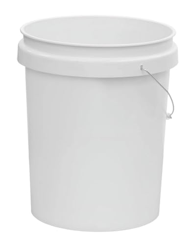 (2 Pack) 5 Gallon Utility Bucket with Comfort Handle | Heavy Duty Plastic Pail, Stackable, Easy Clean, White – Perfect for Cleaning, Painting, Household Storage