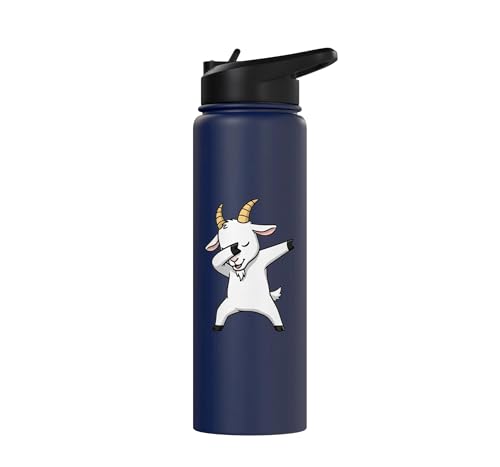 Dabbing Goat Kids Halloween Costume Cute Farm Animal Dab Stainless Steel Insulated Water Bottle - color: Navy Blue