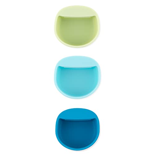 Bumkins Baby Silicone Little Dippers, Attaches to Bowls, Dishes and Plates, Sauce Cup, Holds Condiments, Dip, Puree, Toppings, Baby Led Weaning, Essential Feeding Supplies, for Babies 6 Months Up - color: Blu-Grn 3pk, size: 3-Pack