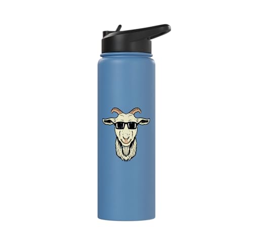 Goat Face Sunglasses Cool Farm Animal Men Boys Kids Women Stainless Steel Insulated Water Bottle - color: Light Blue