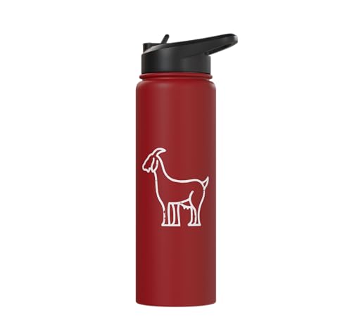 Goat Pocket Cute Farm Animal Boys Girls Kids Youth Women Men Stainless Steel Insulated Water Bottle - color: Red