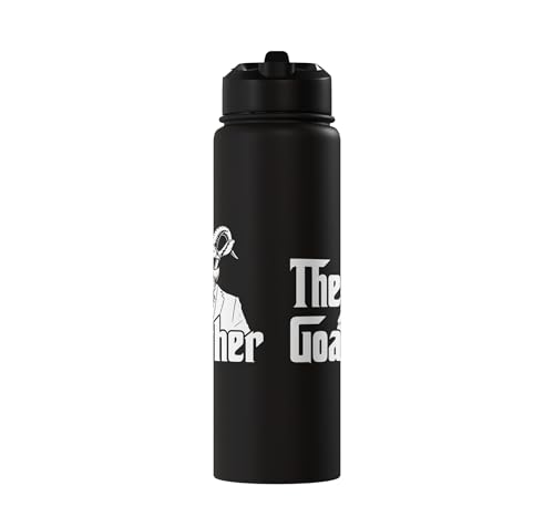 Funny Goat Gift for Men Women Kids Youth Girls Boys Mom Dad Stainless Steel Insulated Water Bottle - color: Black