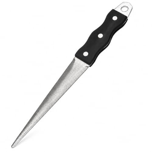 Diamond Coated Hoof Knife Sharpener with Tapered Rod for Hook Sharpening | Tapered diamond-coated rod sharpens curved hoof knife blades with fast, precise edge restoration