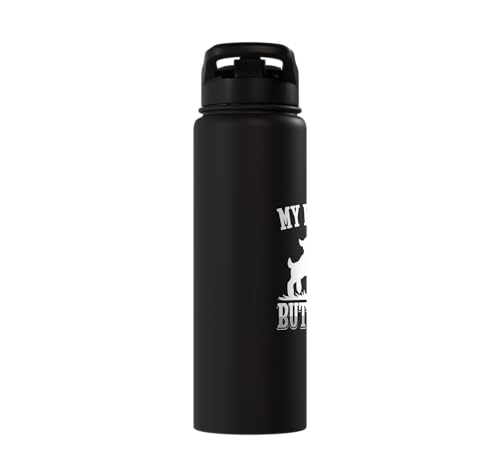 My Kids Are Buttheads Funny Goat Lover Goat Mom Farmer Stainless Steel Insulated Water Bottle - color: Black