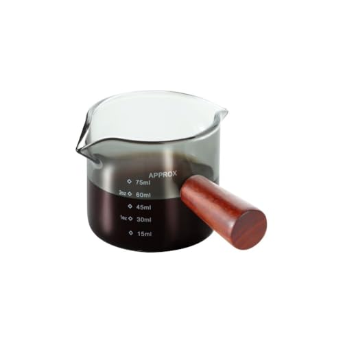 Espresso Glass Measuring Cups 3-Ounce/100ML Double Spout Glass Measuring Cup Espresso Shot Glasses with V-Shaped Mouth Milk Frothing Pitcher Cappuccino Cup Accessories - size: black/3.4oz