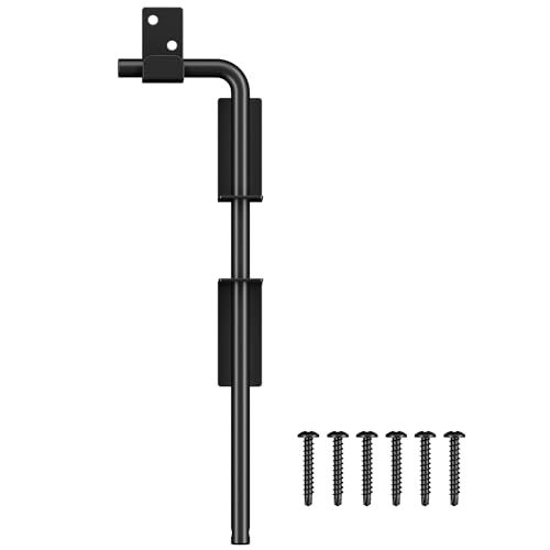 12" Cane Bolt Gate Drop Rod Heavy Duty Stopper Hardware, Gate Ground Latch for Wood Metal Vinyl Gates Doors, Gate Drop Pin for Holding Gate to The Ground, Black Finish-1 Pack - size: 12 Inch