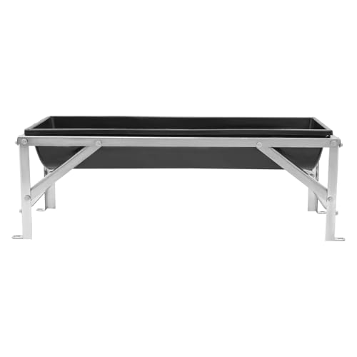 Livestock Feed Trough, 35L/9.25Gal Large Capacity Livestock Feeder with Triangular-Structure, Heavy Duty Metal Stand, Goat Water Trough for Sheep,Deer, Pigs, Horses, Cows, Lambs,Calves in Farm (Black) - color: Black