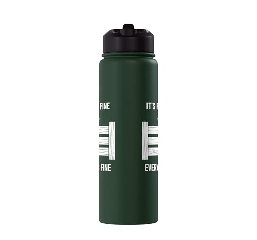 It's Fine I'm Fine Everything's Fine Goat Farm Mom Funny Kid Stainless Steel Insulated Water Bottle - color: Dark Green
