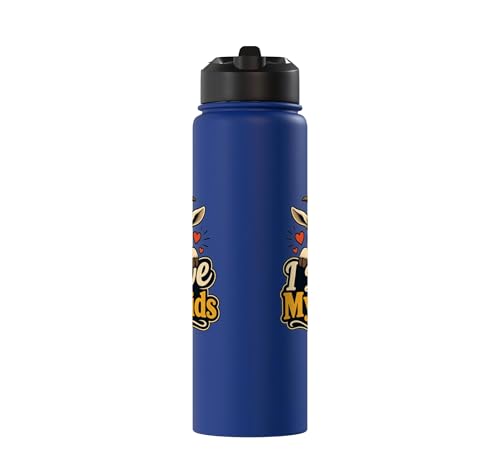Goat Lover Farm Kids Animal Heart Cute Stainless Steel Insulated Water Bottle - color: Royal Blue