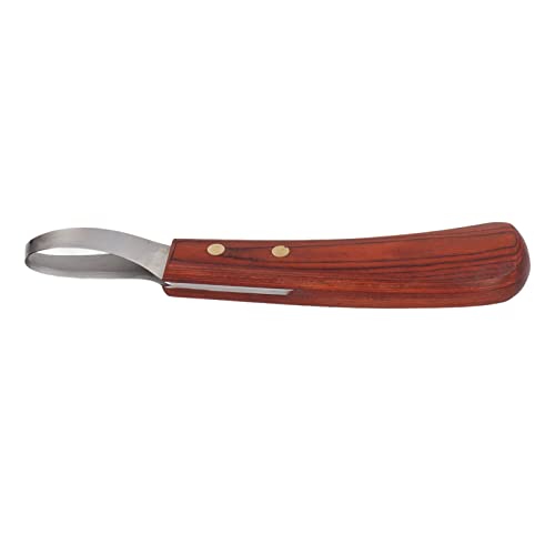 Hoof Knife for Horses, 7.68in Loop Horse Hoof Knife, Stainless Steel Hoof Trimming Knife, Multifunctional Farrier Tool with Ergonomic Rubberwood Handle for Horse Cattle