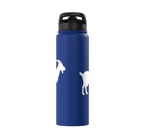 White Goat Silhouette Farm Animal For Kids Playful Barnyard Stainless Steel Insulated Water Bottle - color: Royal Blue