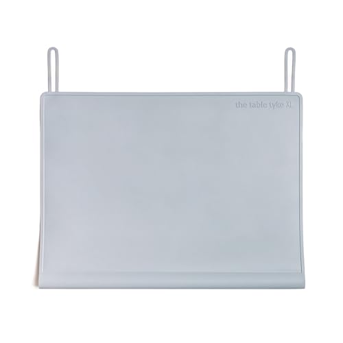 Table Tyke Placemat XL Silicone Baby Placemat with Teething Edge Bumper - Waterproof Toddler Table Mat for Eating, BPA Free, Dishwasher Safe (Grey) - color: Gray, size: 20" XL