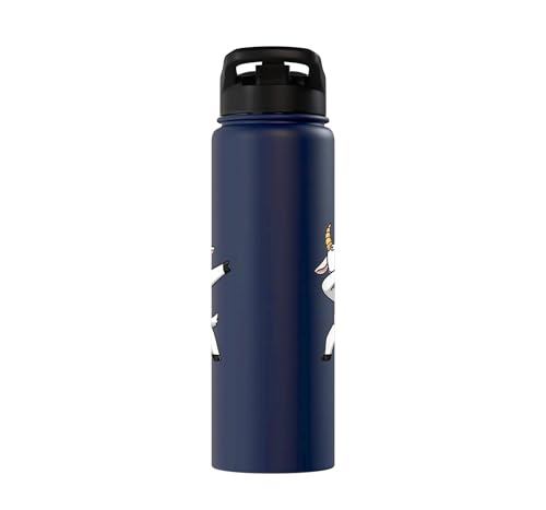 Dabbing Goat Kids Halloween Costume Cute Farm Animal Dab Stainless Steel Insulated Water Bottle - color: Navy Blue