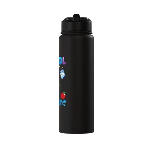 Cute Goat Student Back To School Is Cool for Boys Girls Kids Stainless Steel Insulated Water Bottle - color: Black