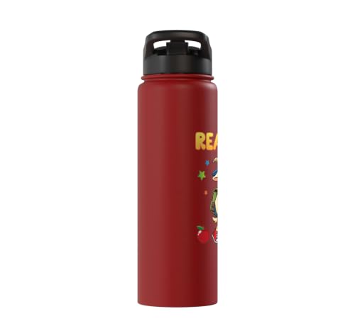 Ready To Learn Goat Student Back To School Kids Boy Girl Stainless Steel Insulated Water Bottle - color: Red