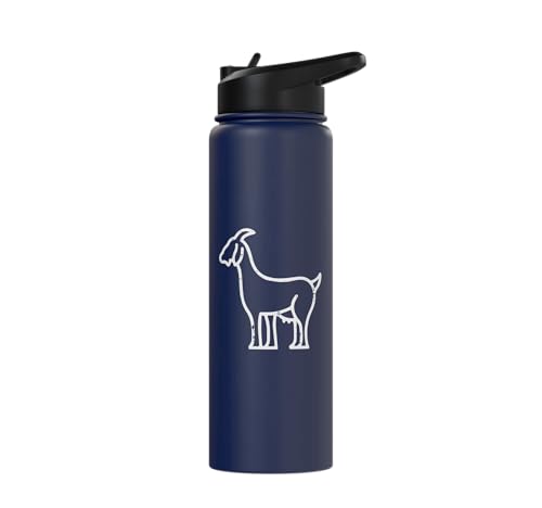Goat Pocket Cute Farm Animal Boys Girls Kids Youth Women Men Stainless Steel Insulated Water Bottle - color: Navy Blue